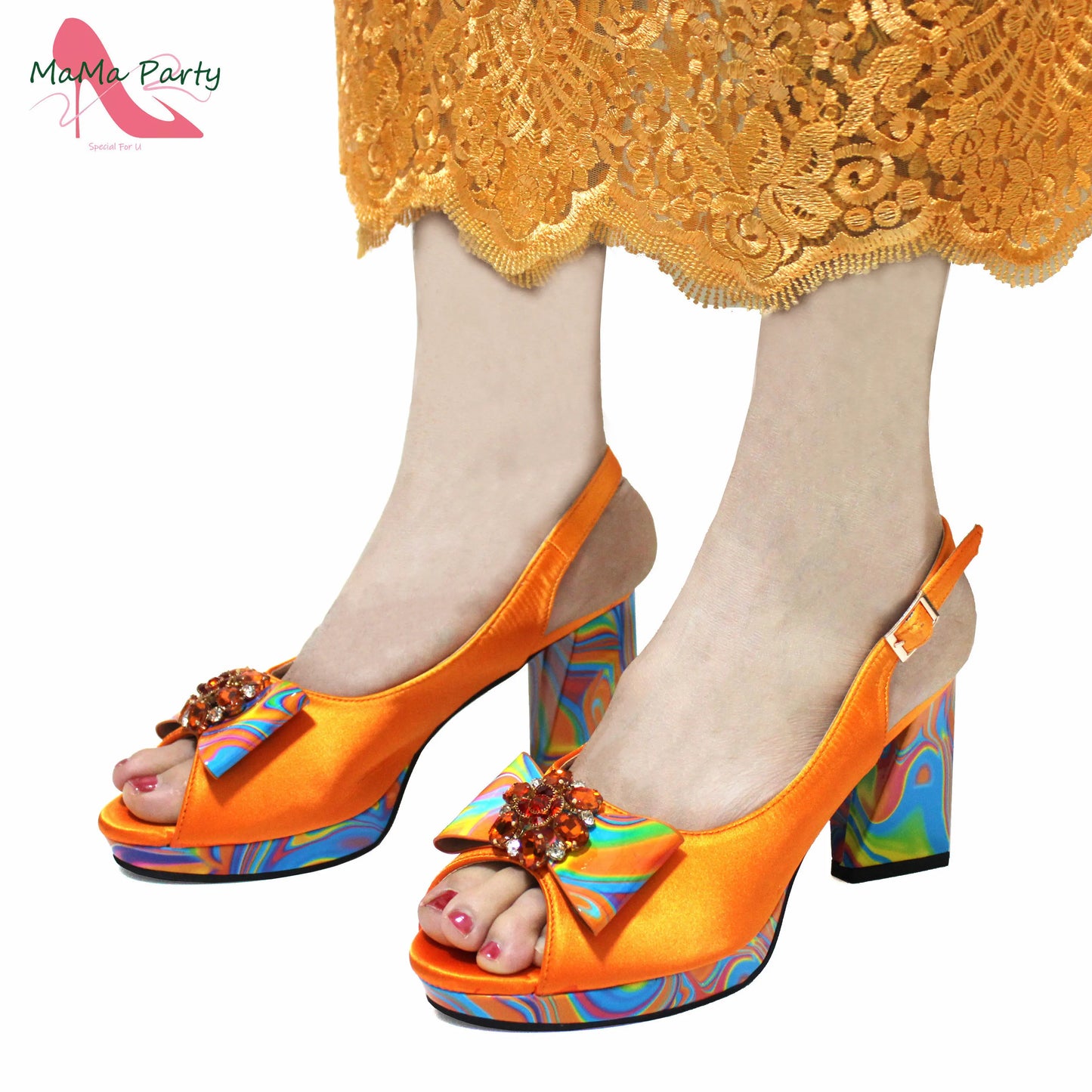 2024 New Design Italian Women Shoes and Bag to Match in Super High Heels in Yellow African Ladies Sandals for Wedding Party
