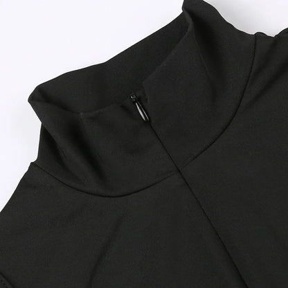 Women's Sexy Solid Short Sleeve Zipper High Collar High Waist Bodycon Jumpsuit Short Onesies Rompers Yoga Workout Gym Jumpsuits