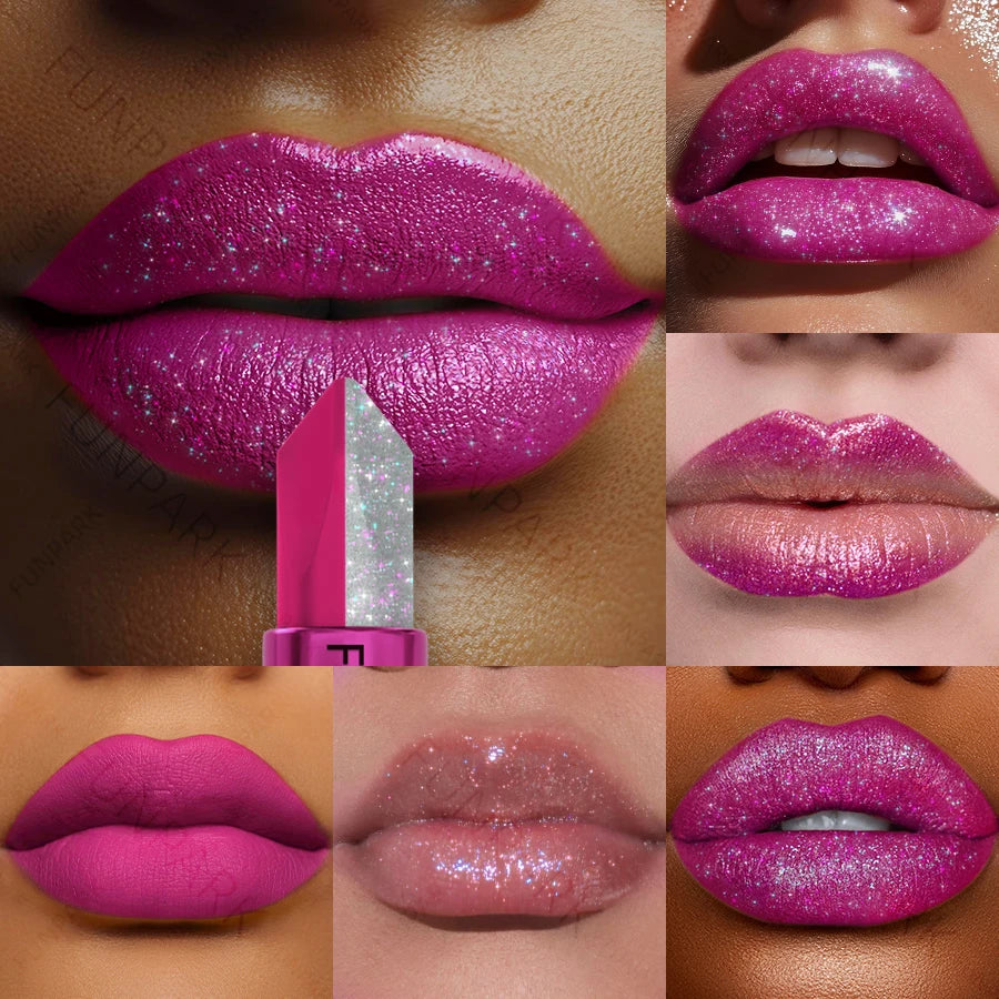 1PC Sexy Glitter Two-tone Lipstick Matte Lipsticks Cosmetics Easy to Use Lip Tint Makeup Lip Rose Red High Pigment Lip Glaze