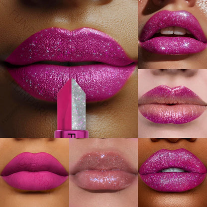 1PC Sexy Glitter Two-tone Lipstick Matte Lipsticks Cosmetics Easy to Use Lip Tint Makeup Lip Rose Red High Pigment Lip Glaze