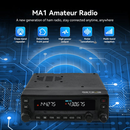 Retevis MA1 Car Radio with Screen 50W VHF UHF Dual Band Ham Radio AM FM Mobile Radio Station Transceiver Multi-band Reception