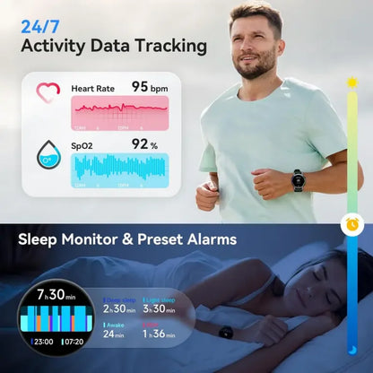 Smart Watch for Men & Women, Wireless Calling Dialing 100+ Sport Modes Fitness Tracker with Various APP Reminders Call Message Reminder Touch Screen Compatible with IOS Android Wearable Smart Bracelet Digital Wristwatch Fall