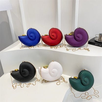 Fashion Lipstick Bag Ladies Gold Conch Dinner Bag High Quality Acrylic Super Mini Crossbody Bag Women Cute Fun Creative Handbag