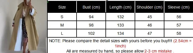 Women Khaki Long Color-block Stripe Trench Coat Wide Lapel Loose Drop Shoulder Blue Lining Slit Windbreaker Commute Outing Coats