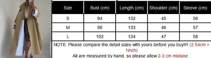 Women Khaki Long Color-block Stripe Trench Coat Wide Lapel Loose Drop Shoulder Blue Lining Slit Windbreaker Commute Outing Coats