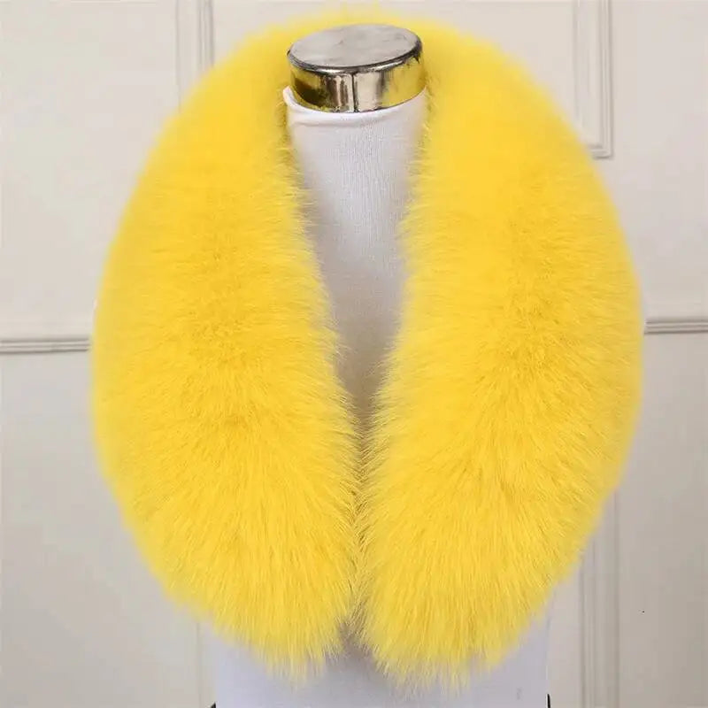 Natural Color Raccoon Fox Real Fur Collar Scarf Genuine Big Size Scarves Warp Shawl Neck Warmer Stole Muffler with Clip Loops #6