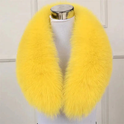 Natural Color Raccoon Fox Real Fur Collar Scarf Genuine Big Size Scarves Warp Shawl Neck Warmer Stole Muffler with Clip Loops #6