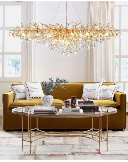 Rectangle Luxury Gold Crystal Chandelier For Dining Living Room Lobby Kitchen Table Modern Lurxy Gold Crystal Celling Chandelier