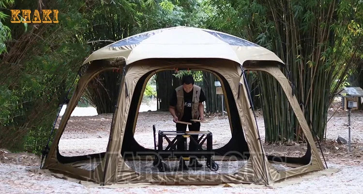 Hot Selling Large Connectable Big Family Camping Tent Dia. 460cm Geodesic Dome Tent with Modular Pod Tent Design 5 Bedrooms