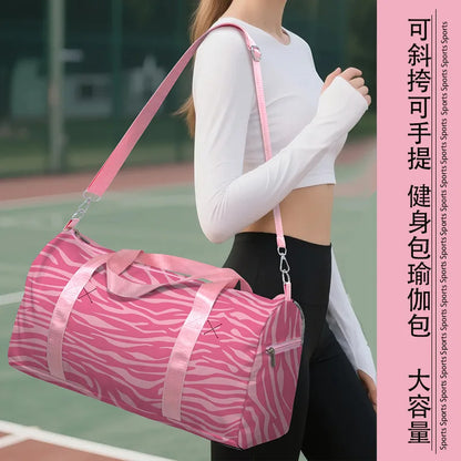 Popular Youthful Striped spots 3D Print Barrel Shape Crossbody Outdoor Sports Bags Gym Yoga Bag Large Capacity Travel Bags