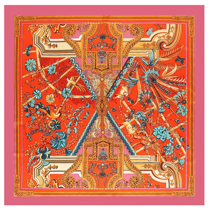 130CM Silk Scarf Women Horse Head Print Stoles Square Scarves Wraps Large Bandana Kerchief Hijabs Female Silk Foulards Sjaal