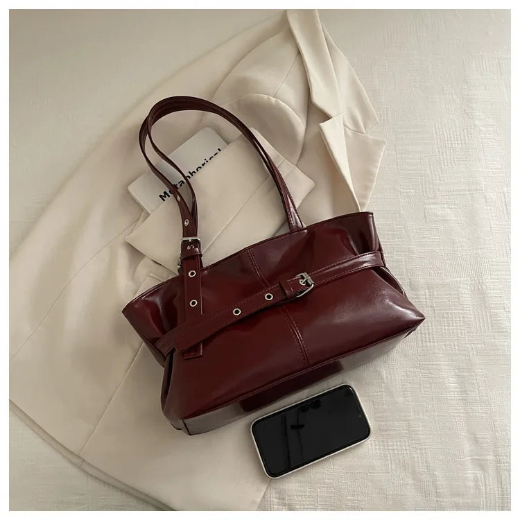 Winter Style Women's Retro Minimalist Tote Shoulder Bag 2025 Autumn Large Capacity Commuting Top-Handle Hand Bags for Women