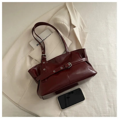 Winter Style Women's Retro Minimalist Tote Shoulder Bag 2025 Autumn Large Capacity Commuting Top-Handle Hand Bags for Women