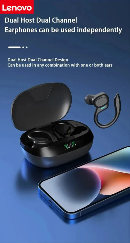 Lenovo Sports Wireless Headphones BT 5.3 over Ear Ture Buds with Earhooks Waterproof Sports Earphones Running in-Ear Headset