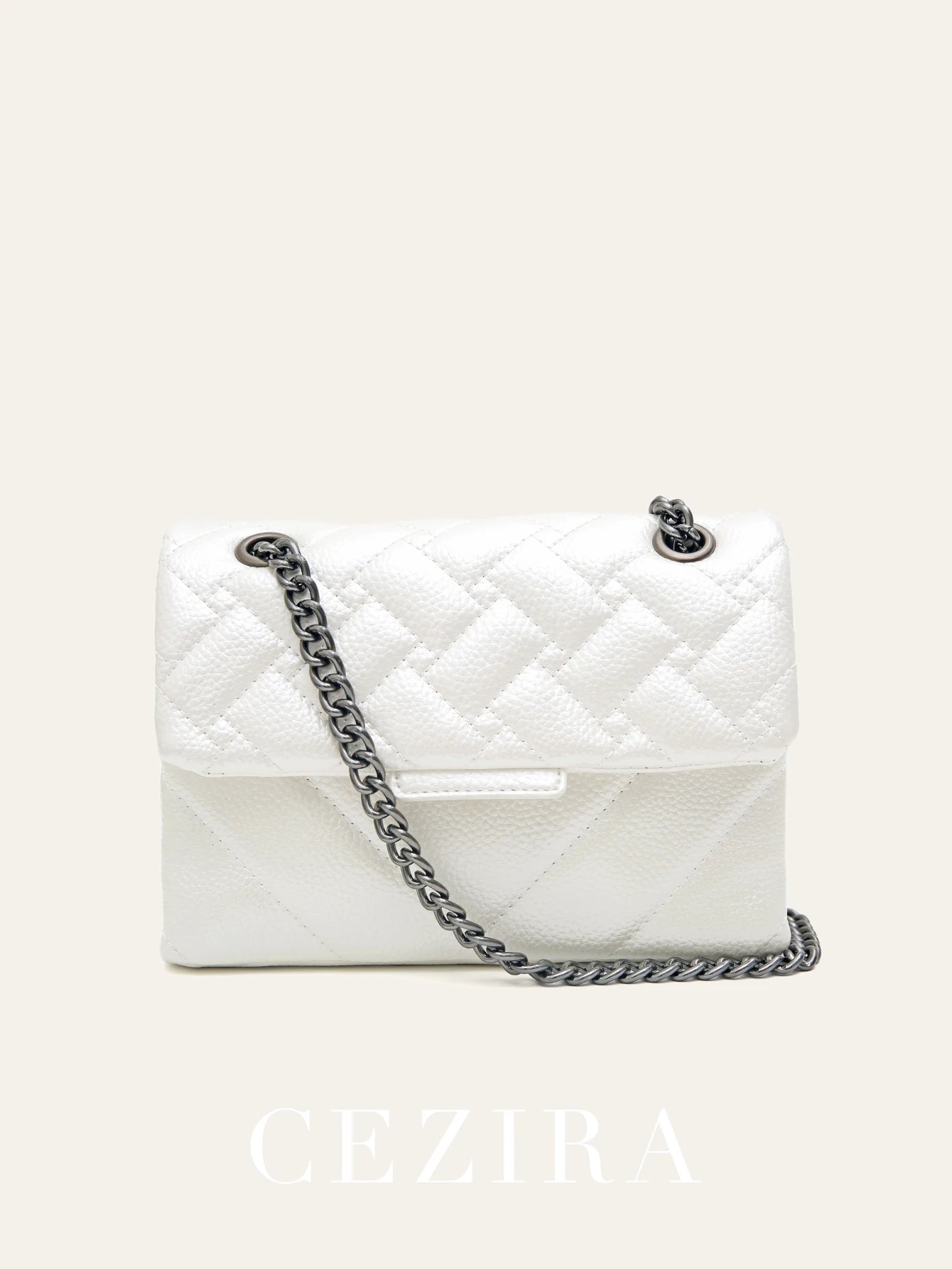 Women Fashion Metallic PU Vegan Leather Handbag Luxury Quilted Flap Messenger Shoulder Bag Long Chain Purse Daily Casual Travel