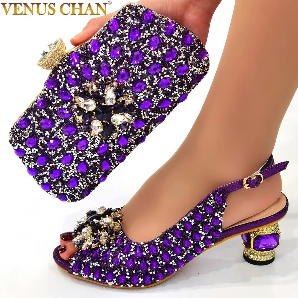 New Silver Color Nigerian Women's Shoes and Bags Party  African Fashion Shoes and Bags Wedding Shoes and Bags
