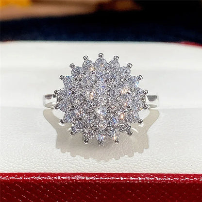 925 Sterling Silver Female Ring New Flower Luxury Inlay AAA CZ High Quality Fashion Wedding Bands Ring Jewelry for Women