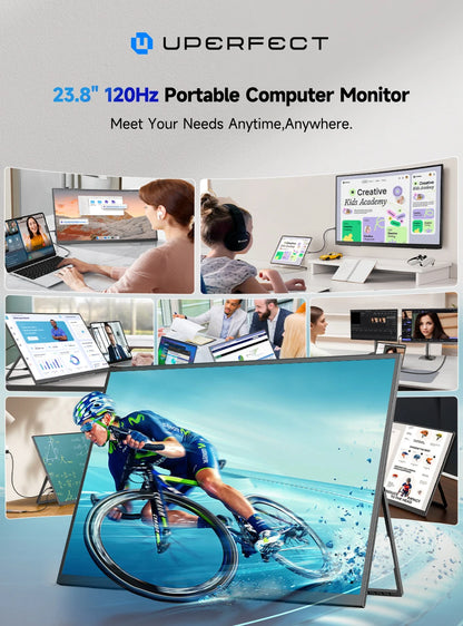 UPERFECT 23.8” Touchscreen Large Computer IPS Display With Stand 120Hz Desktop Monitor For XBox Switch PS5 Gaming Extend Screen