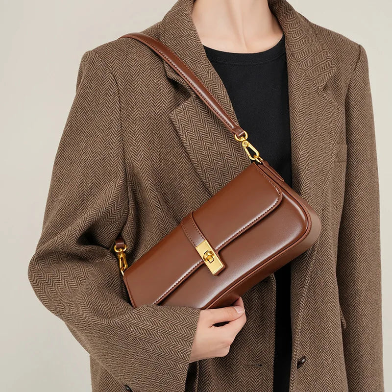 YANATARI Underarm Cowhide Genuine Leather Handbags Women Vintage Shoulder Bag Female Crossbody Bags Luxury High Quality 2025