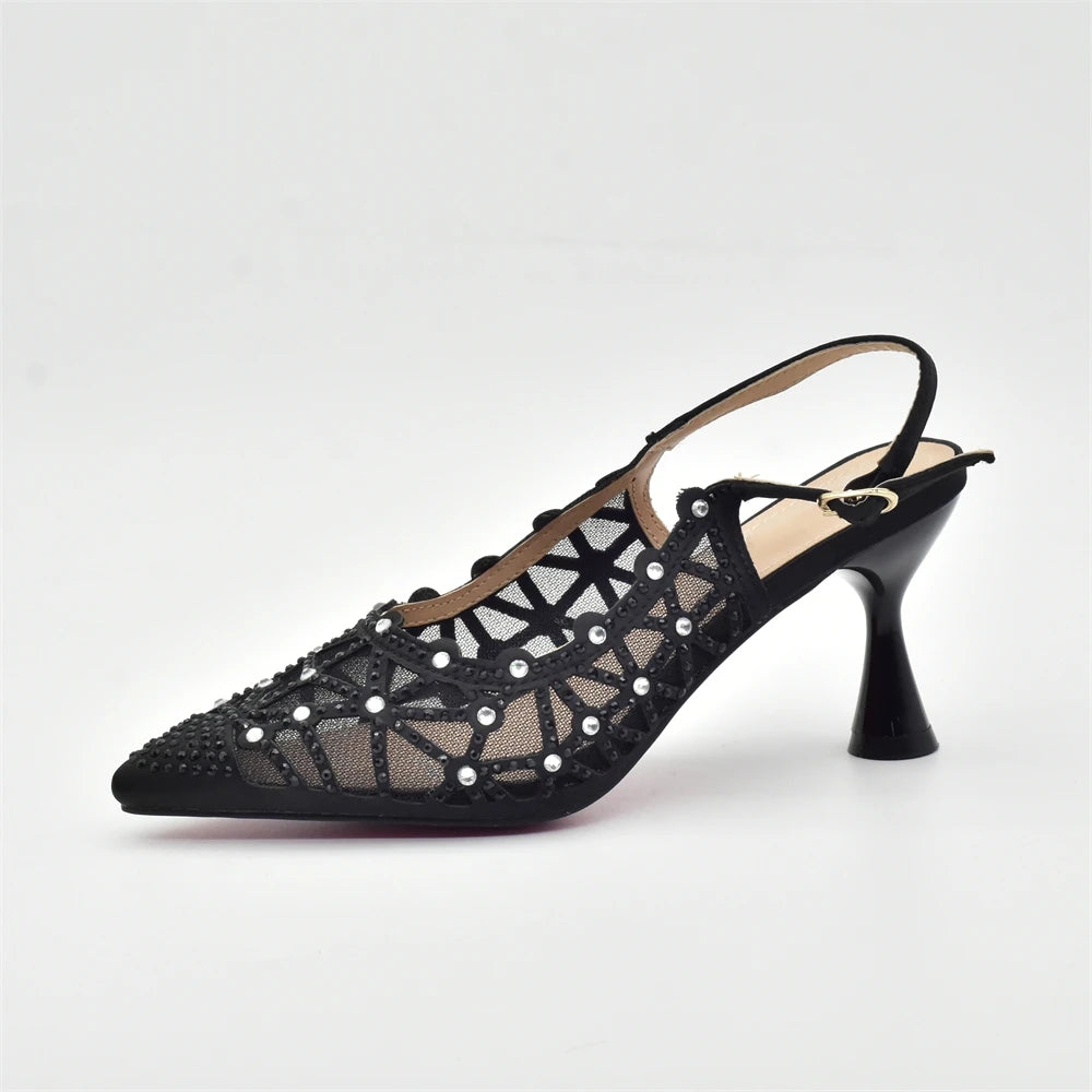 Italian Shoe and Bag Set for Party In Women Shoes for Women 2025 Designer Luxury Hollow Design Trendy Party Ladies Shoes and Bag