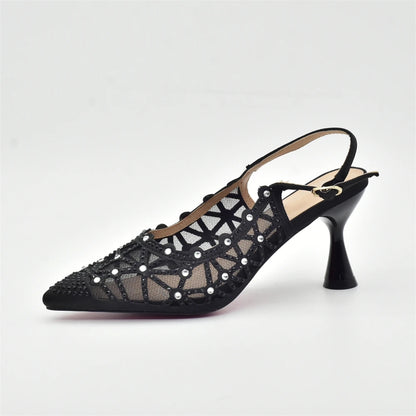 Italian Shoe and Bag Set for Party In Women Shoes for Women 2025 Designer Luxury Hollow Design Trendy Party Ladies Shoes and Bag