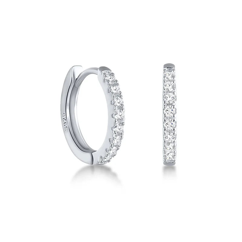 925 Sterling Silver Rhinestone Crystal Hoop Earrings for Women Girls Newest Luxury Romantic Earrings Fashion Jewelry Gifts