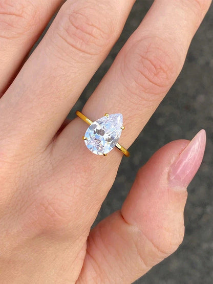 925 Sterling Silver 1-4 CT Zircon Sparkling Luxury Water Drop Shape Ring For Women Engagement Wedding High Quality Fine Jewelry