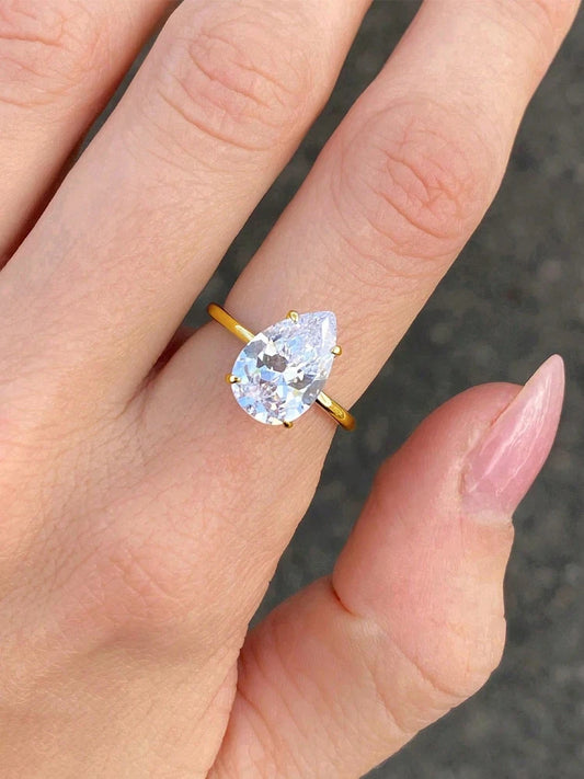 925 Sterling Silver 1-4 CT Zircon Sparkling Luxury Water Drop Shape Ring For Women Engagement Wedding High Quality Fine Jewelry