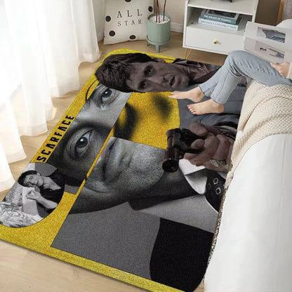 Stylish Movie Scarface Design Floor Mat Sofa Chairs Area Carpet for Living Room Decor Bedroom Non-Slip Bedside Soft Rug Doormat
