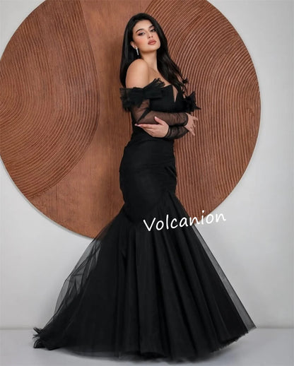 Customized Jersey Pleat Bow Mermaid Strapless Long Dresses Bespoke Occasion  Elegant Modern Style Formal Party