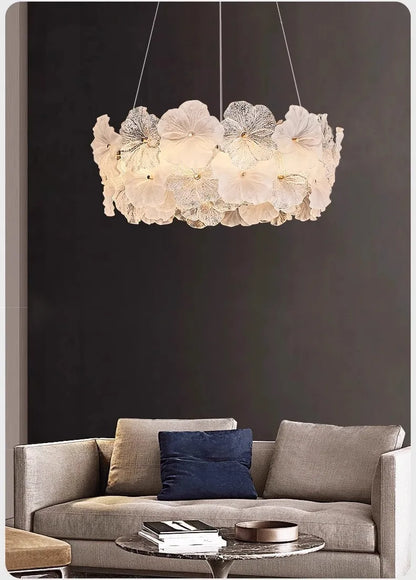 Modern Lustre Glass Flower Led Chandeliers Lighting Living Dining Room Pendant Lights Home Decor Bedroom Hanging Lamp Luminaire