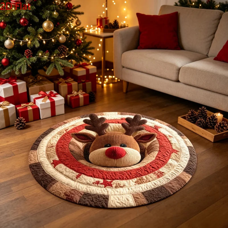 Christmas Day Rugs for Bedroom Anti-slip Bedside Red Rug Round Living Room Decoration Waterproof Carpet Washable Study Floor Mat
