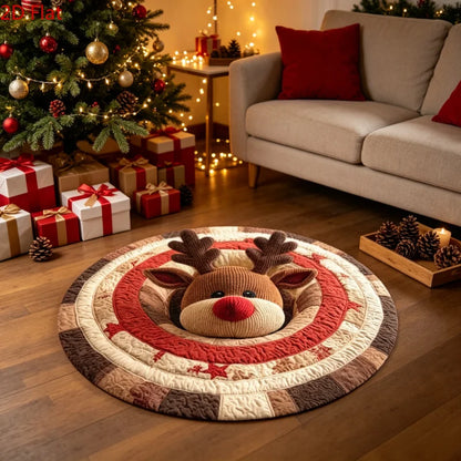 Christmas Day Rugs for Bedroom Anti-slip Bedside Red Rug Round Living Room Decoration Waterproof Carpet Washable Study Floor Mat