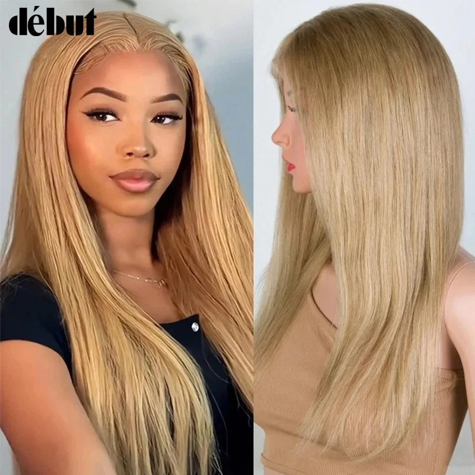 Debut Blonde Straight Lace Front Wigs 13x6x1 Lace Part Human Hair Wig For Women Transparent Lace Highlight Colored Remy Hair