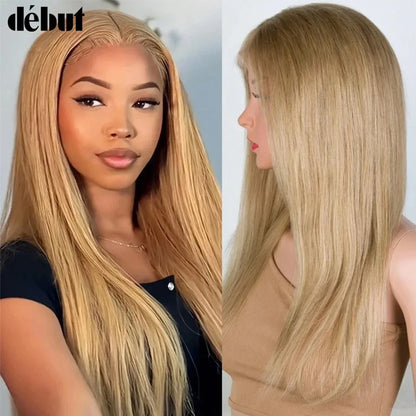 Debut Blonde Straight Lace Front Wigs 13x6x1 Lace Part Human Hair Wig For Women Transparent Lace Highlight Colored Remy Hair