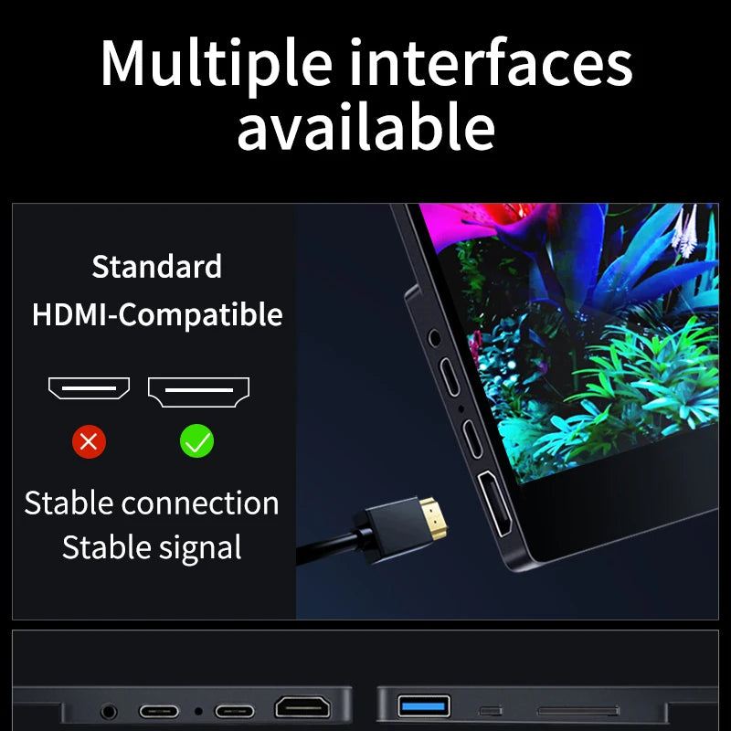 13.3'' AMOLED Portable Monitor OLED Screen 100%DCI-P3 One Cable USB-C Travelling Display On The Go for Office Laptop Mac Windows