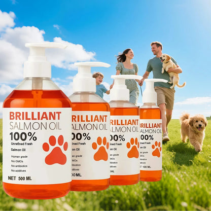 Human-Grade Salmon Oil (500ml, 300ml, 200ml 100ml) for Dogs & Cats Omega 3 Fatty Acids Supplement for Optimal Health & Nutrition