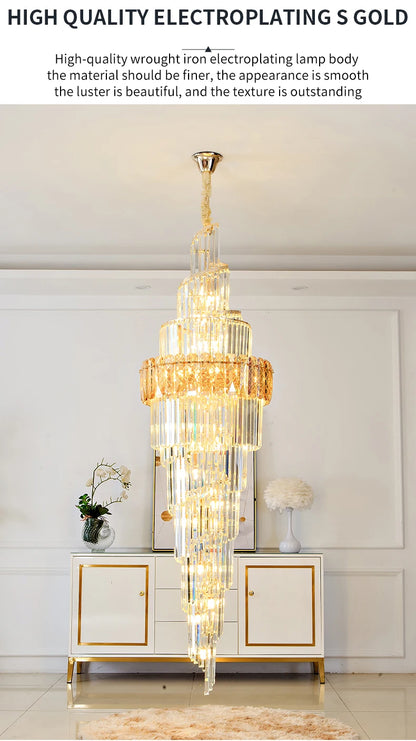 Light Luxury Large Chandelier Spiral Staircase Chandelier Luxurious And Atmospheric Duplex Villa Hotel Lobby Chandelier