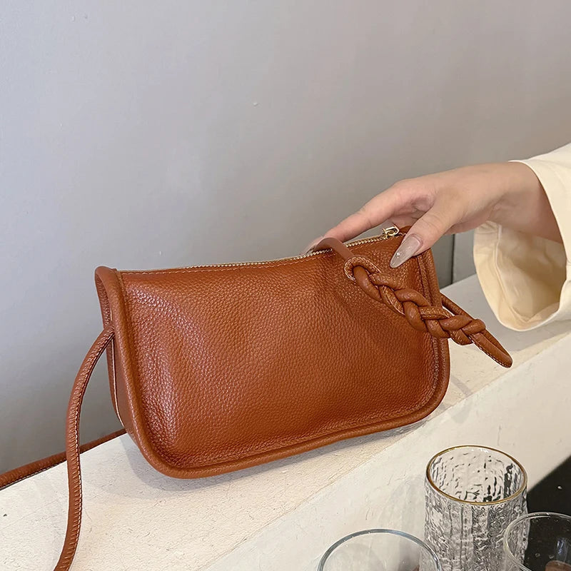100%Real Cowhide Genuine Leather Sac Fashion Women Crossbody Bags For Ladies New High Capacity Shoulder Bag Handbag Female Purse