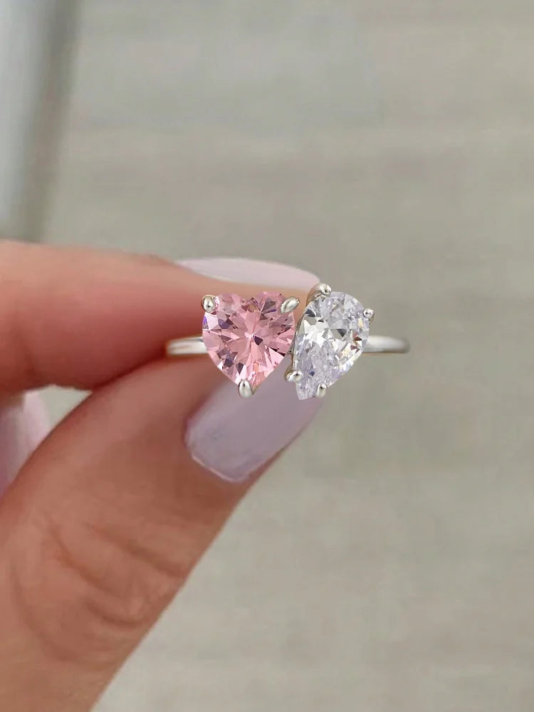 925 Sterling Silver Simplicity Classic Zircon Water Drop Ring For Women Engagement Wedding Luxury High Quality Fine Jewelry
