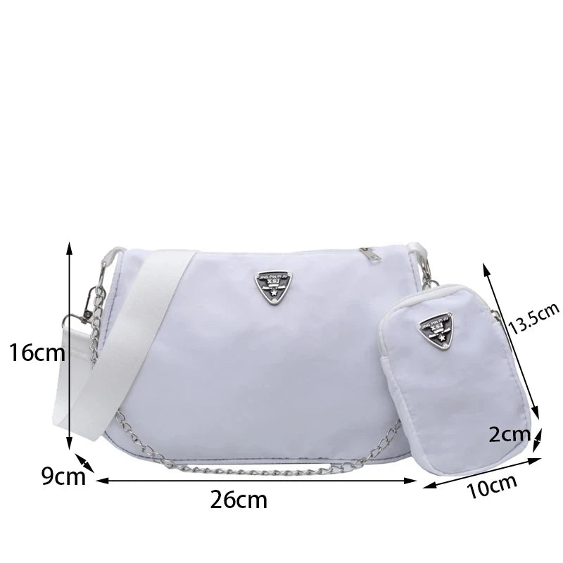 Woman Female Fashion Causal Handbag Set Crossbody Bags Shoulder Handbags 2in1 Sling Bag Trend Hand Bag For Travel Shopping