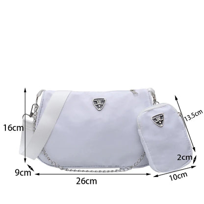 Woman Female Fashion Causal Handbag Set Crossbody Bags Shoulder Handbags 2in1 Sling Bag Trend Hand Bag For Travel Shopping