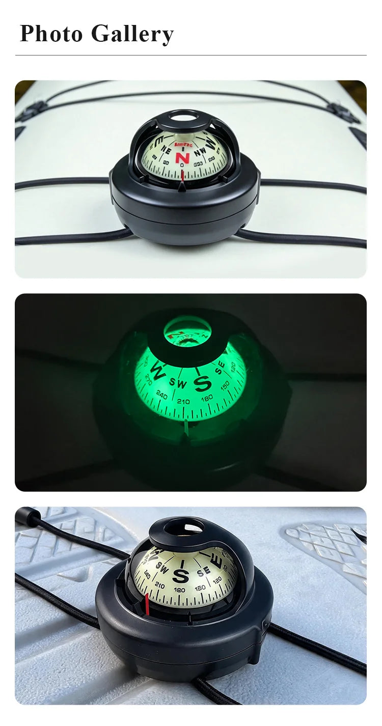 KANPAS Kayak Compass, Luminous Marine Compass for Boat Canoe SUP Jet Ski, Battery-Free Night Reading Navigation Compass V-55K