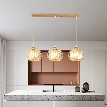 Crystal LED Pendant Lights For Dining Room Living Room Nordic Black Iron Shade 1/3 Lights Kitchen Decor Hanging Ceiling Lamp