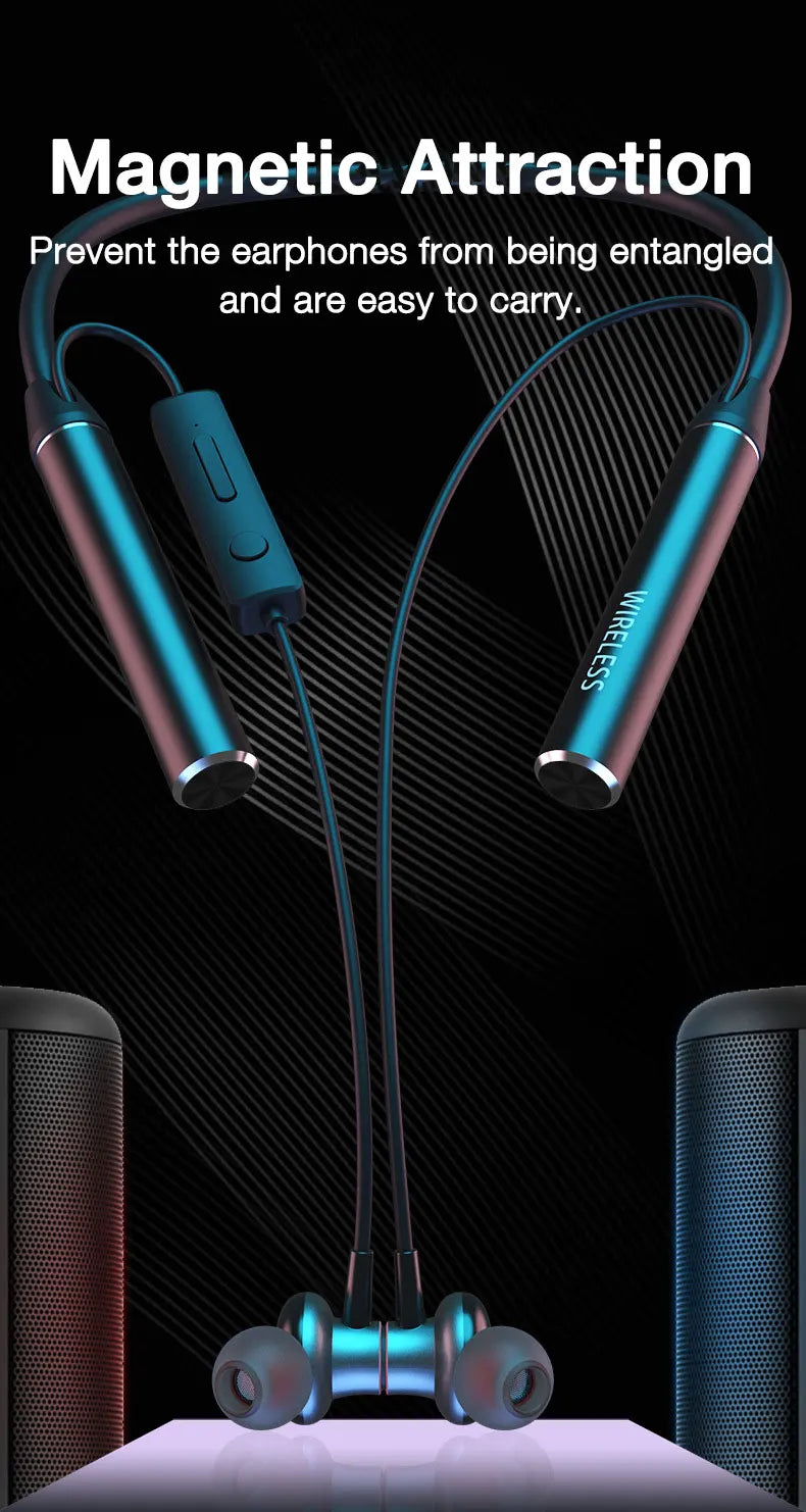 80 Hours Endurance Bass Bluetooth Headset With Microphone Stereo Neckband Headset Sports Headset TF Card