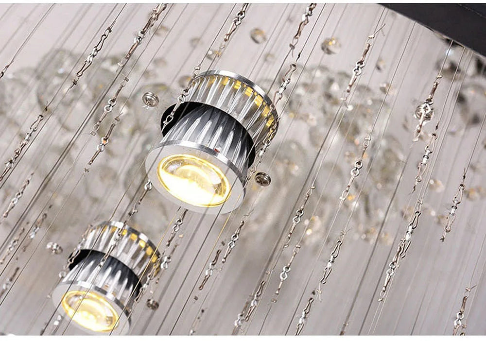Modern Luxury Spiral Crystal Ceiling Fixture Long Cascading Crystal Design for Duplex Stairwell High Ceiling Home Lighting