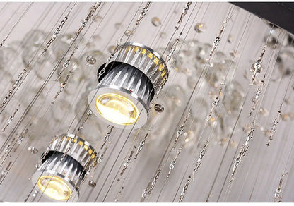 Modern Luxury Spiral Crystal Ceiling Fixture Long Cascading Crystal Design for Duplex Stairwell High Ceiling Home Lighting