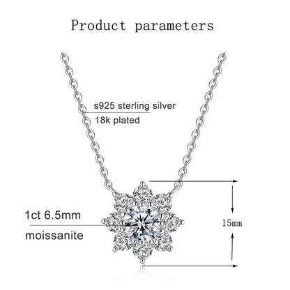 KNOBSPIN Moissanite Necklace Flower Pandent GRA Certified s925 Sterling Silver Plated 18k White Gold Fashion Necklaces for Women
