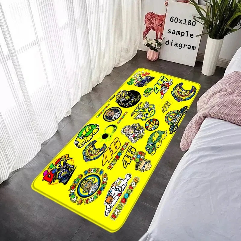 Valentino Rossi 46 The Doctor Runner Rug MotoGP Themed Non Slip Long Floor Mat for Bedroom Living Room