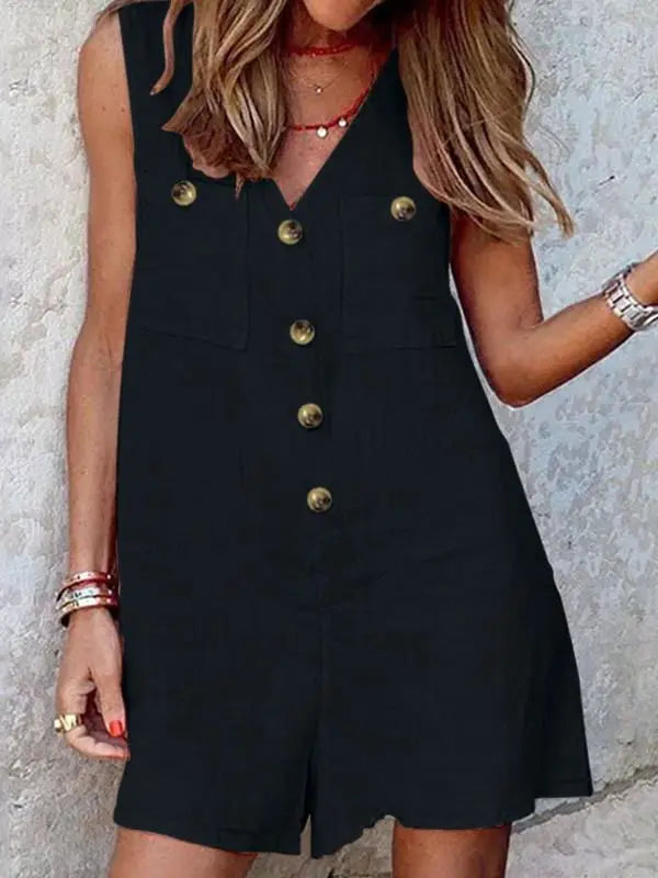 Stylish Women V Neck Sleeveless Rompers 2023 ZANZEA Summer Jumpsuits Short Playsuits Casual Solid Loose Beach Overalls Oversized